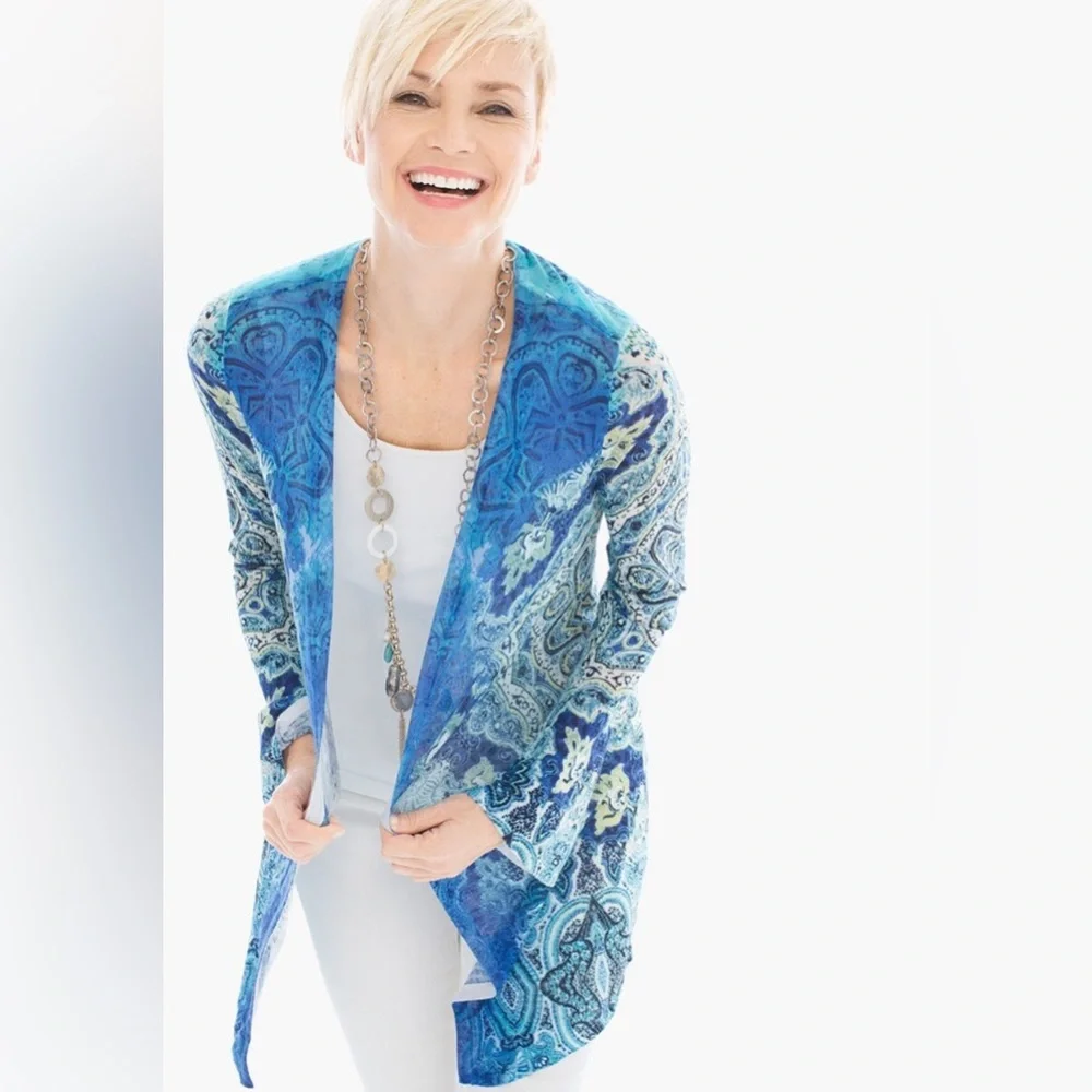 Chico’s Renee Dip-Dyed Open Cardigan Lightweight Boho women Size Small / 1 NEW